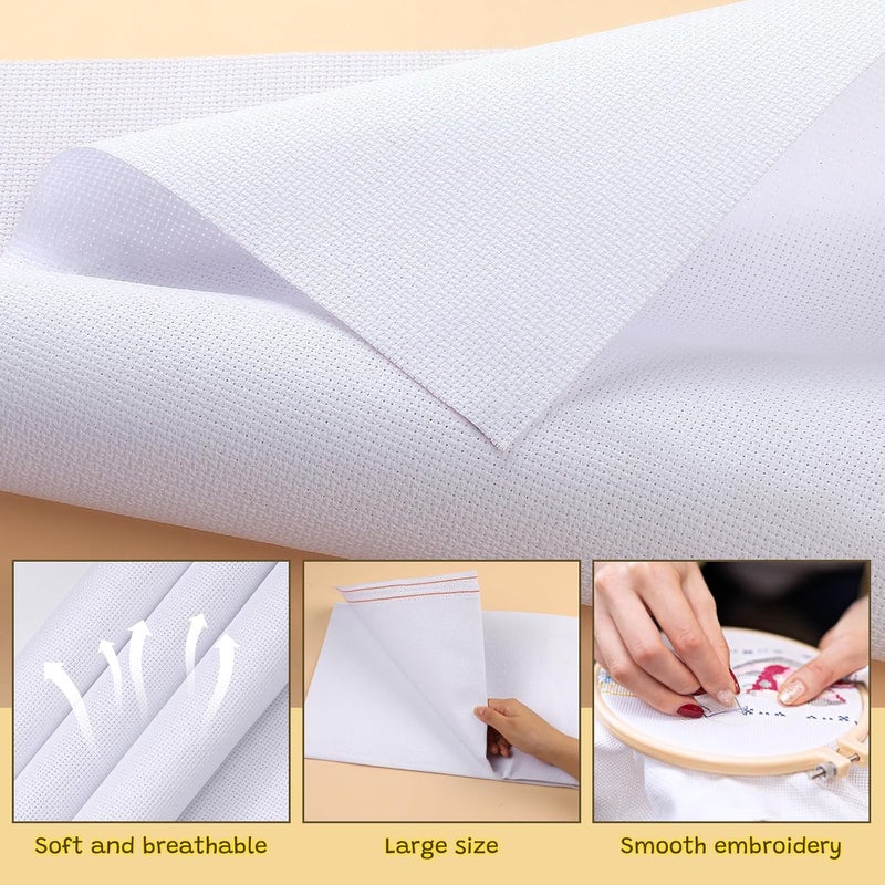 Dercuy Cross Stitch Fabric, 14 Count Embroidery Fabric, 59 * 39 Inch White Cross Stitch Cloth for Home DIY Embroidery Decoration - Image 5